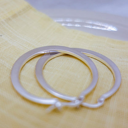 Sterling Silver Large Hoop Earrings, Minimalist Modern Hoops