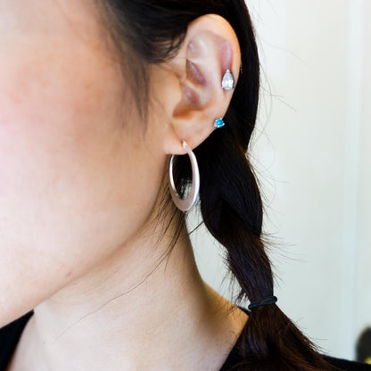 Sterling Silver Large Hoop Earrings, Minimalist Modern Hoops