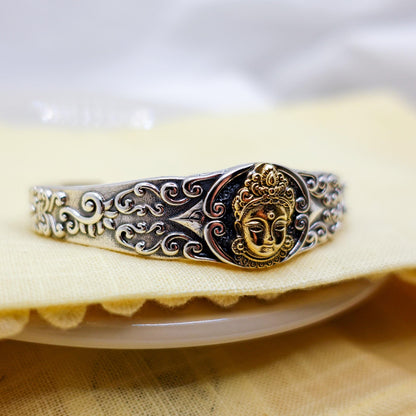 Sterling Silver Tara Bracelet, Protection Cuff Bracelet, Wealth Wisdom Love Bracelet, Spiritual Healing Energy Mindfulness Gift for Her