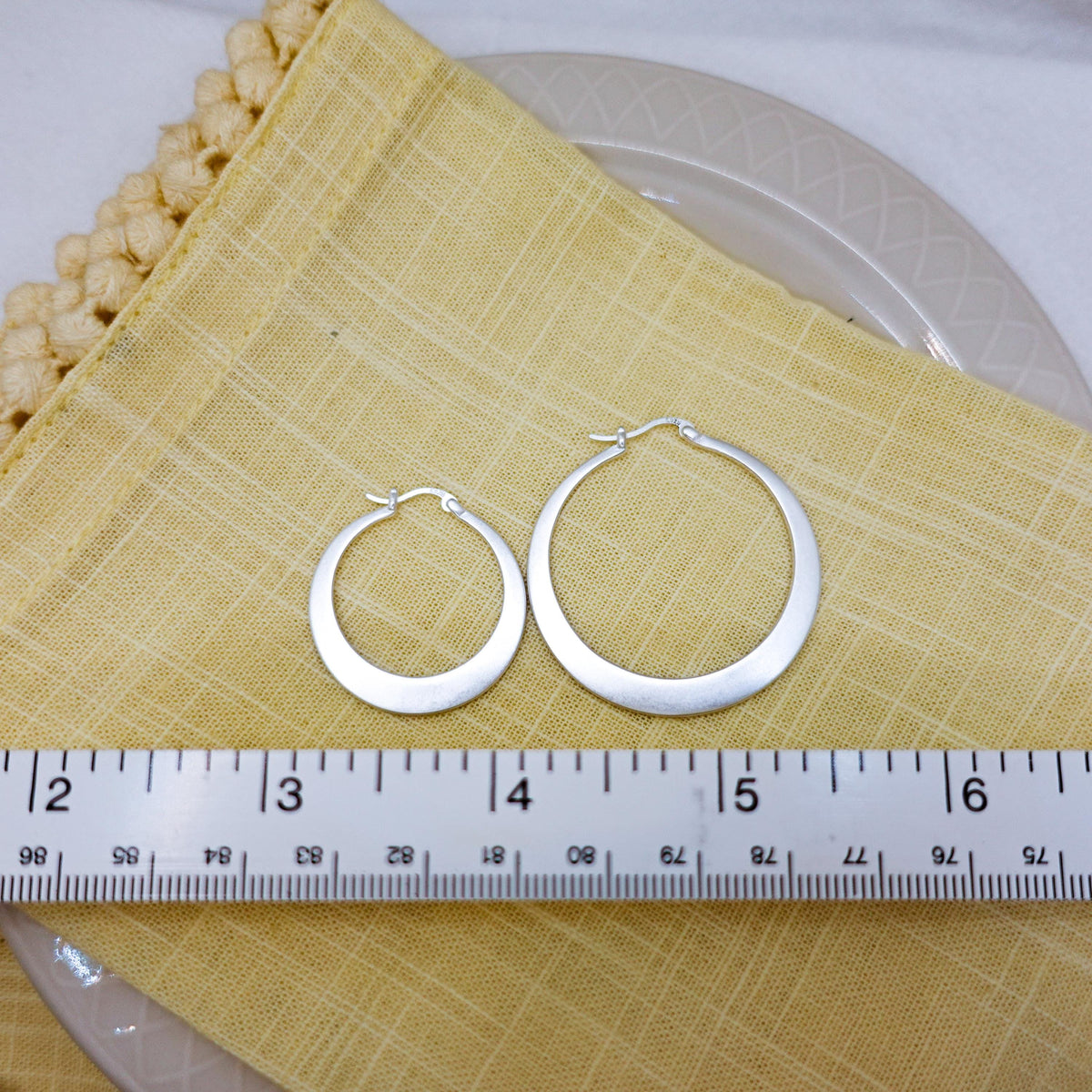 Sterling Silver Large Hoop Earrings, Minimalist Modern Hoops