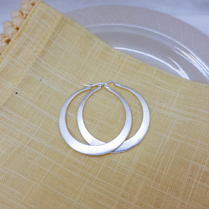 Sterling Silver Large Hoop Earrings, Minimalist Modern Hoops