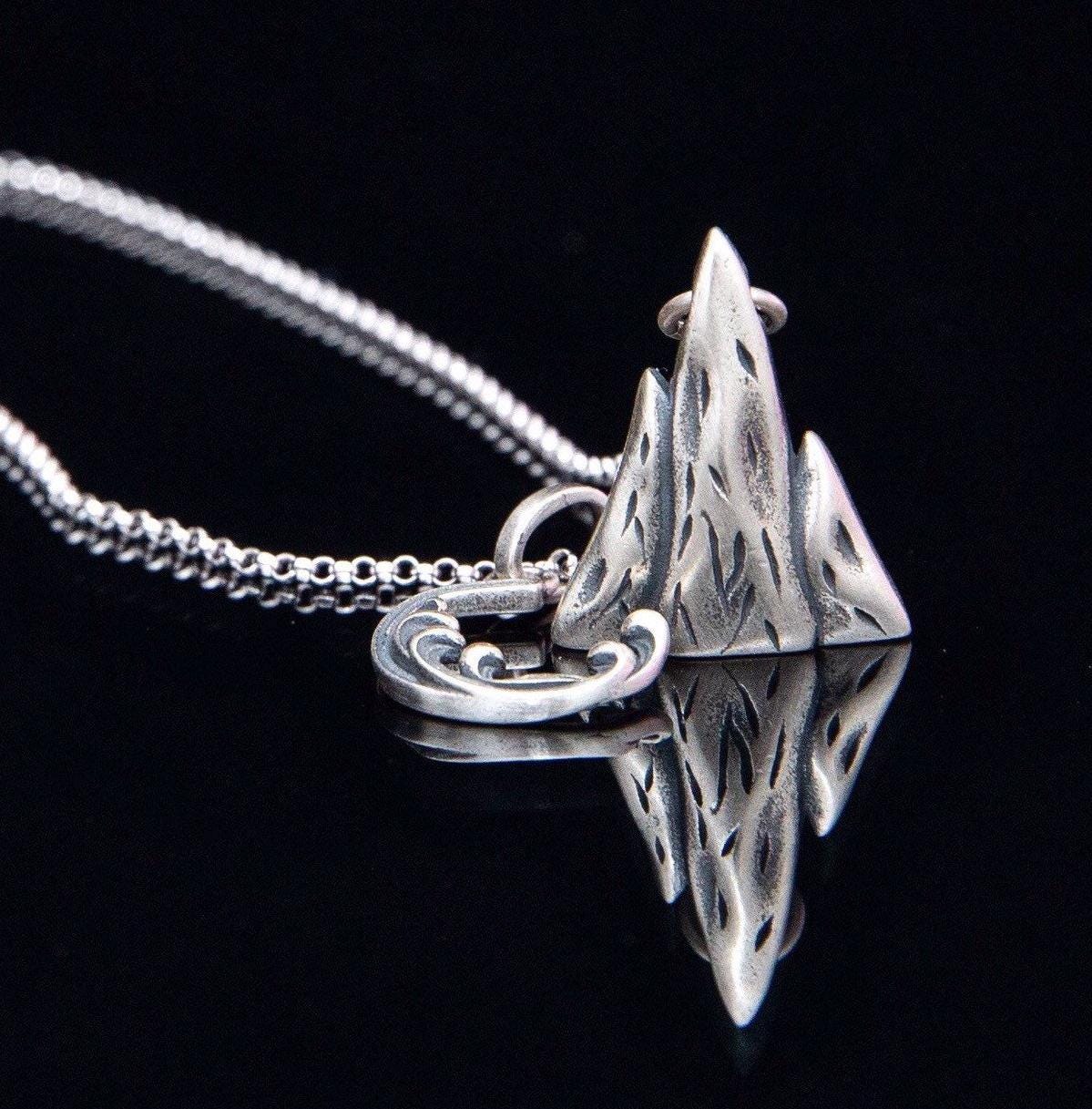 Sterling Silver Mountain & Sea Necklace Set: Soulmate Jewelry