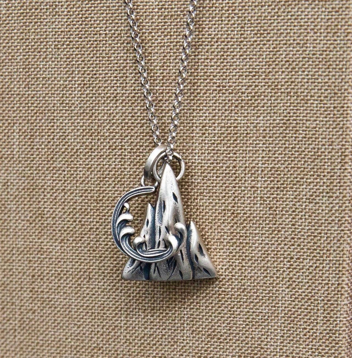 Sterling Silver Mountain & Sea Necklace Set: Soulmate Jewelry