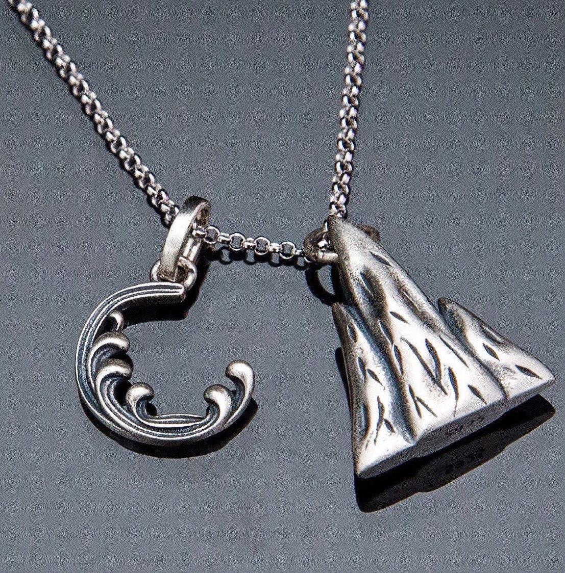 Sterling Silver Mountain & Sea Necklace Set: Soulmate Jewelry