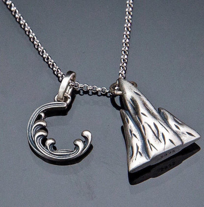 Sterling Silver Mountain & Sea Necklace Set: Soulmate Jewelry