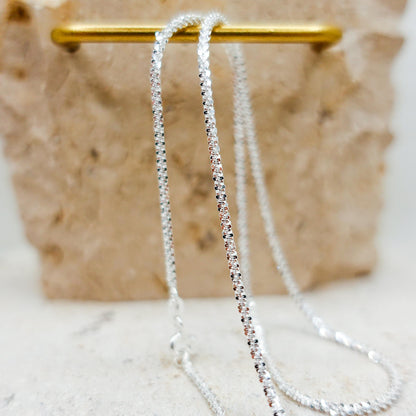 Sterling Silver Snowflake Chain Necklace, Dainty Sparkle Chain