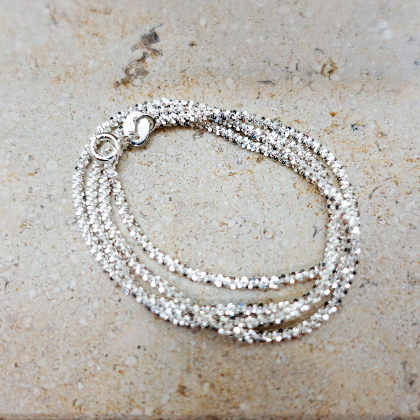 Sterling Silver Snowflake Chain Necklace, Dainty Sparkle Chain