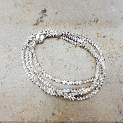 Sterling Silver Snowflake Chain Necklace, Dainty Sparkle Chain