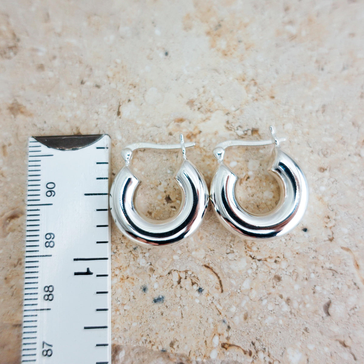 Sterling Silver Chubby Hoop Earrings, Lightweight Chunky Hoops Jewelry Gift for Her