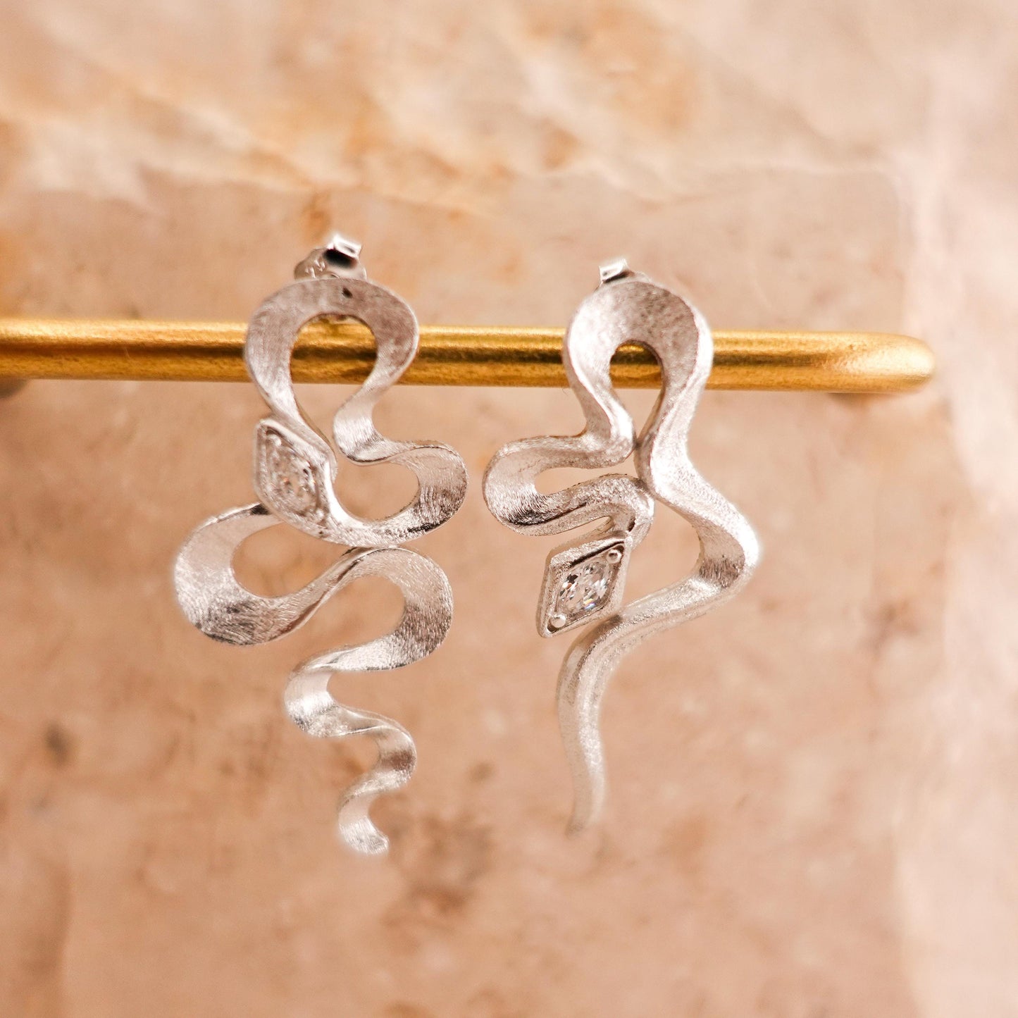 Sterling Silver Asymmetrical Snake Earrings