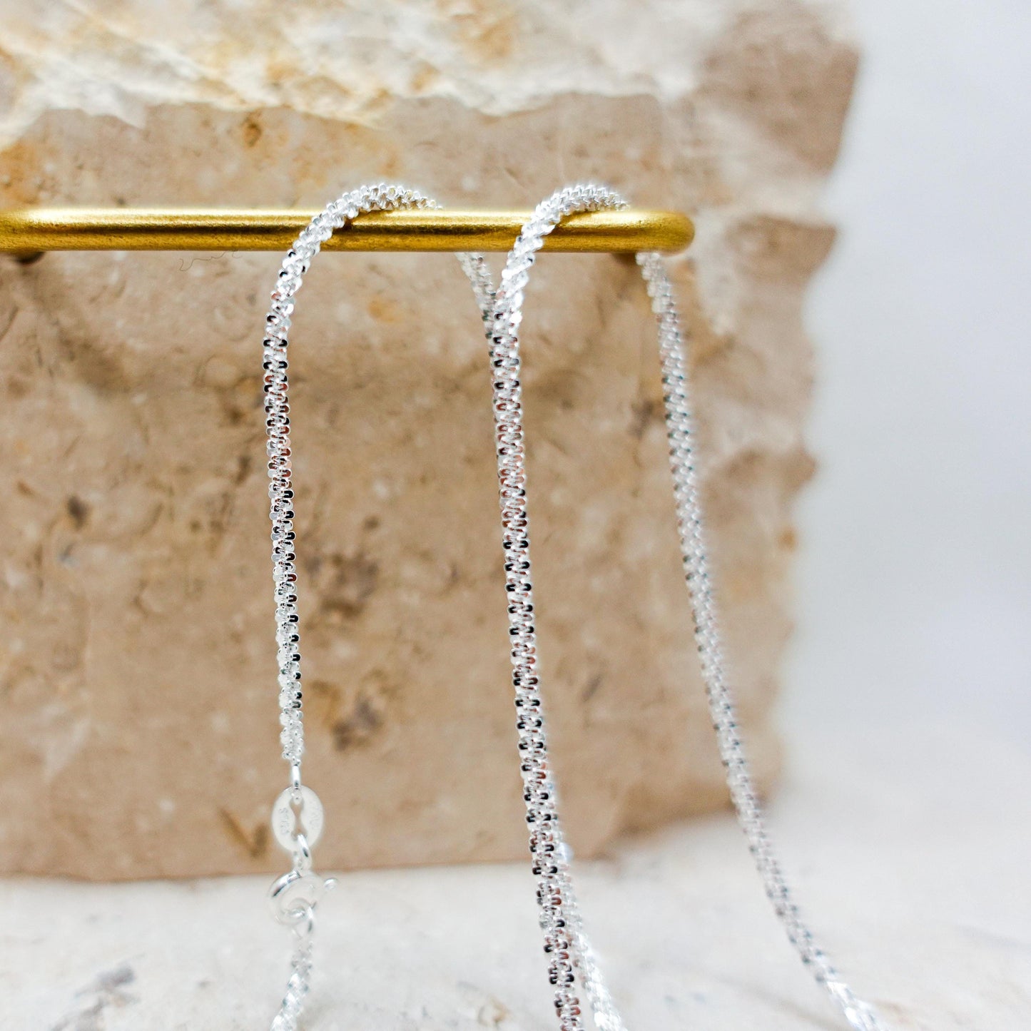Sterling Silver Snowflake Chain Necklace, Dainty Sparkle Chain