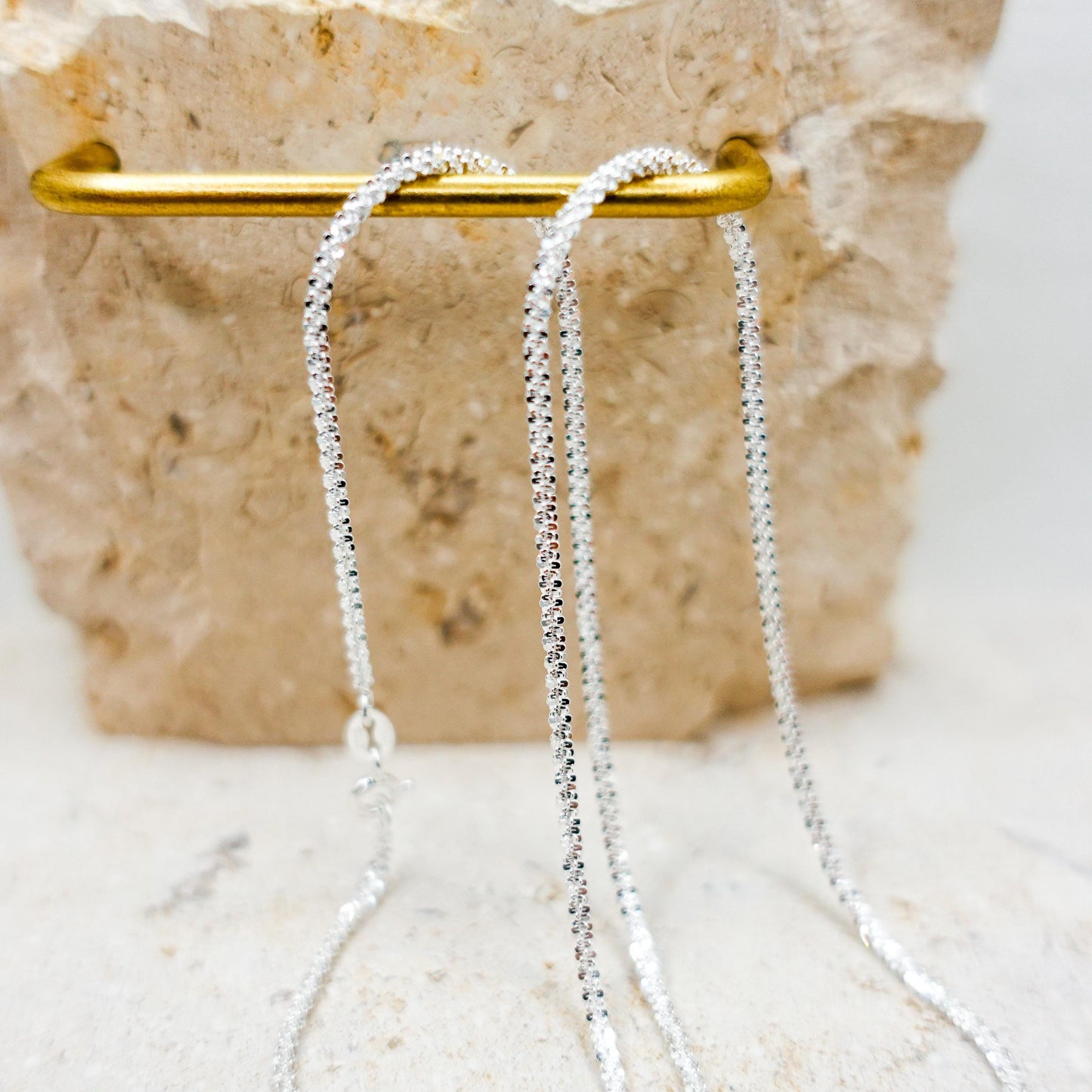Sterling Silver Snowflake Chain Necklace, Dainty Sparkle Chain