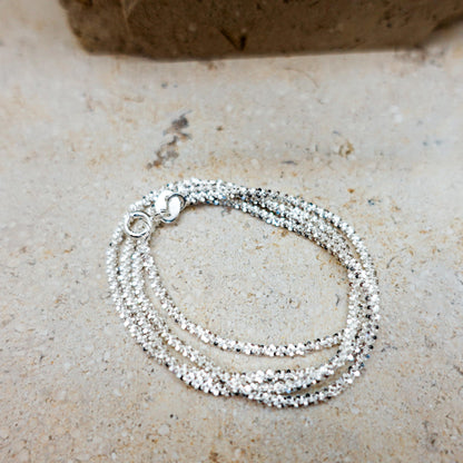 Sterling Silver Snowflake Chain Necklace, Dainty Sparkle Chain