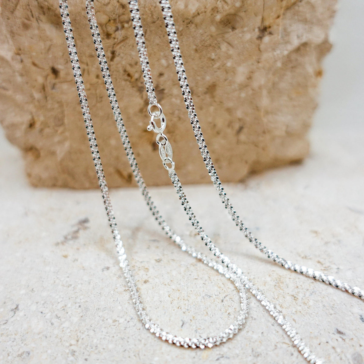 Sterling Silver Snowflake Chain Necklace, Dainty Sparkle Chain