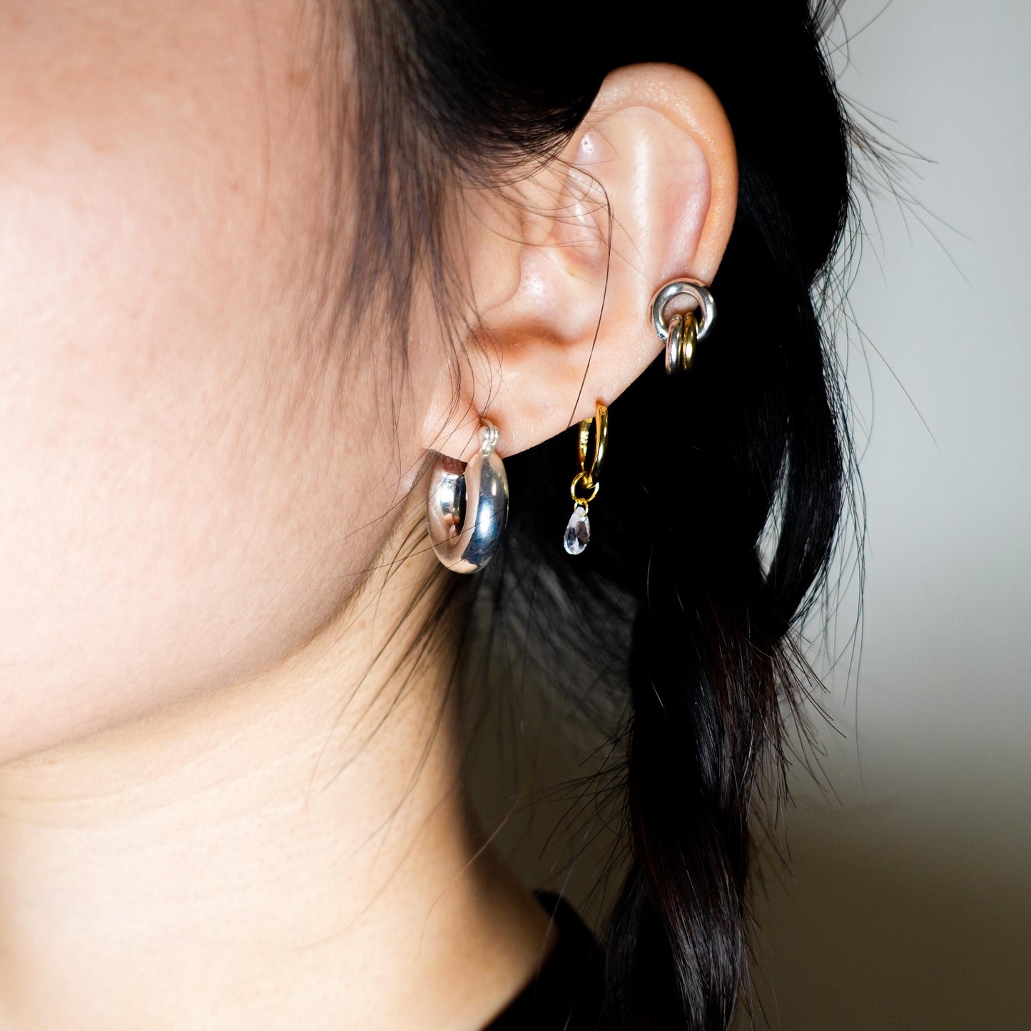 Sterling Silver Chubby Hoop Earrings, Lightweight 1 Inch Hoops