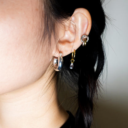 Sterling Silver Chubby Hoop Earrings, Lightweight 1 Inch Hoops
