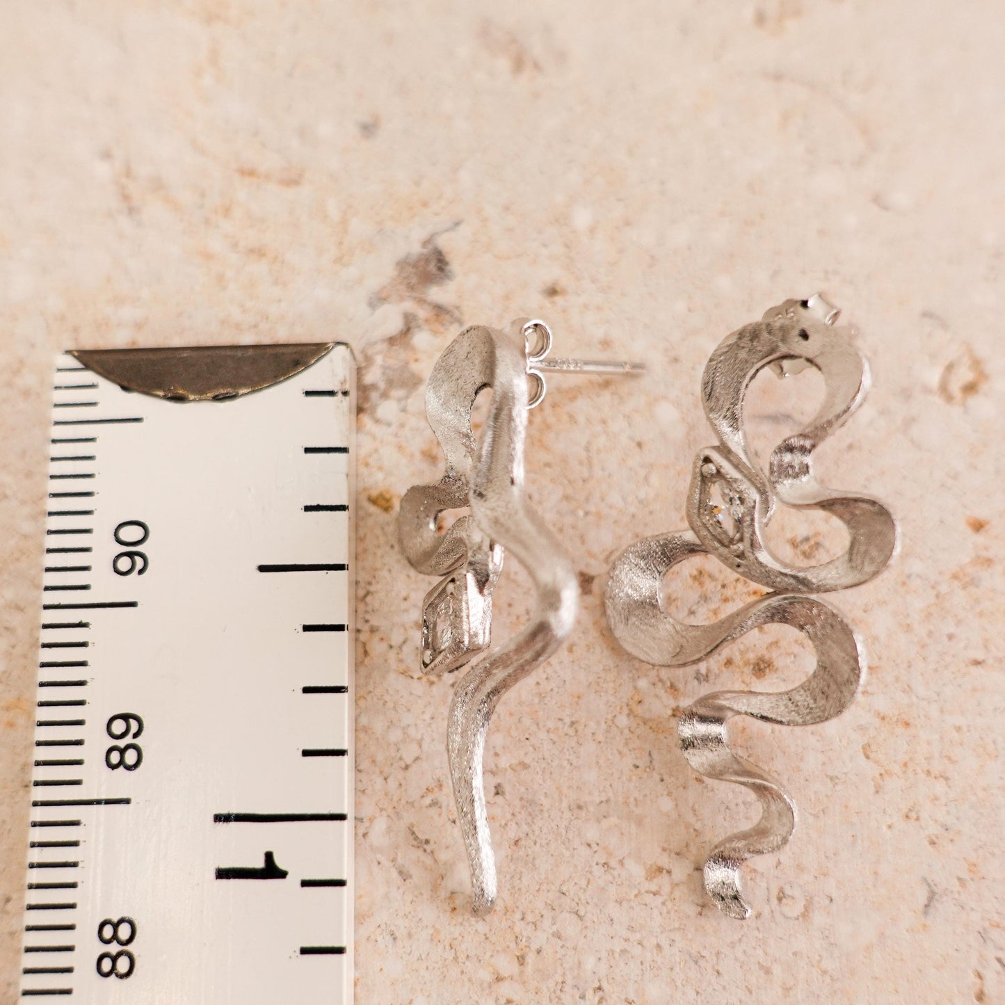 Sterling Silver Asymmetrical Snake Earrings: Boho Serpent Jewelry