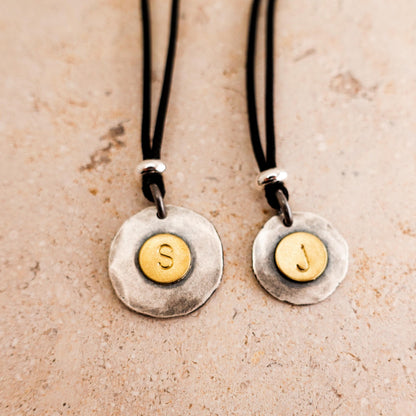 Two-Tone Sterling Silver Initial Necklace: Personalized Gold-Plated Letter Pendant