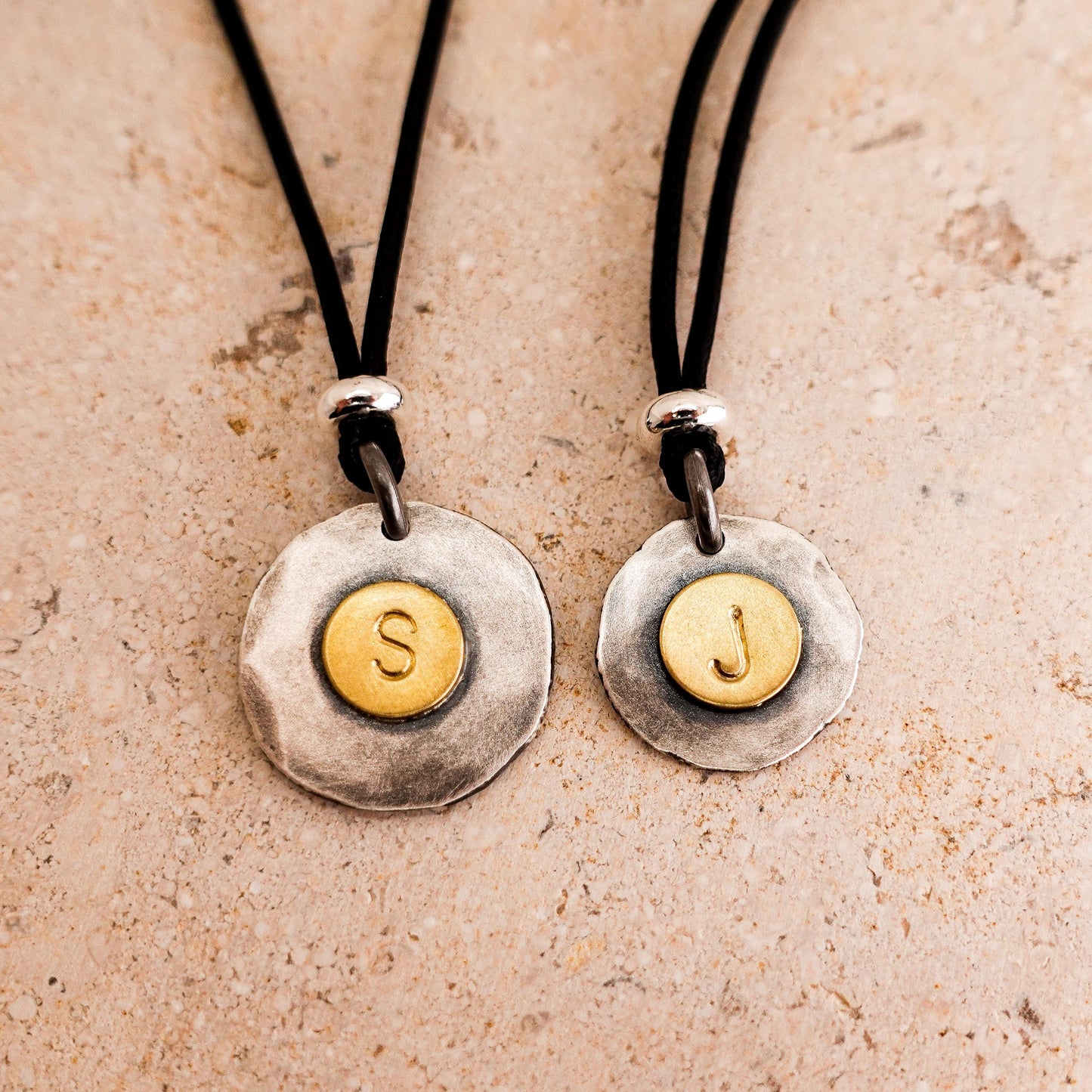 Two-Tone Sterling Silver Initial Necklace: Personalized Gold-Plated Letter Pendant