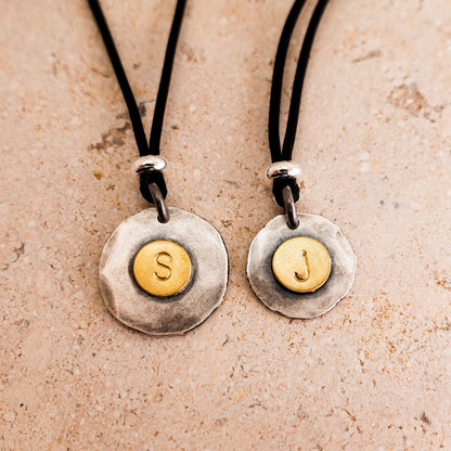 Two-Tone Sterling Silver Initial Necklace: Personalized Gold-Plated Letter Pendant