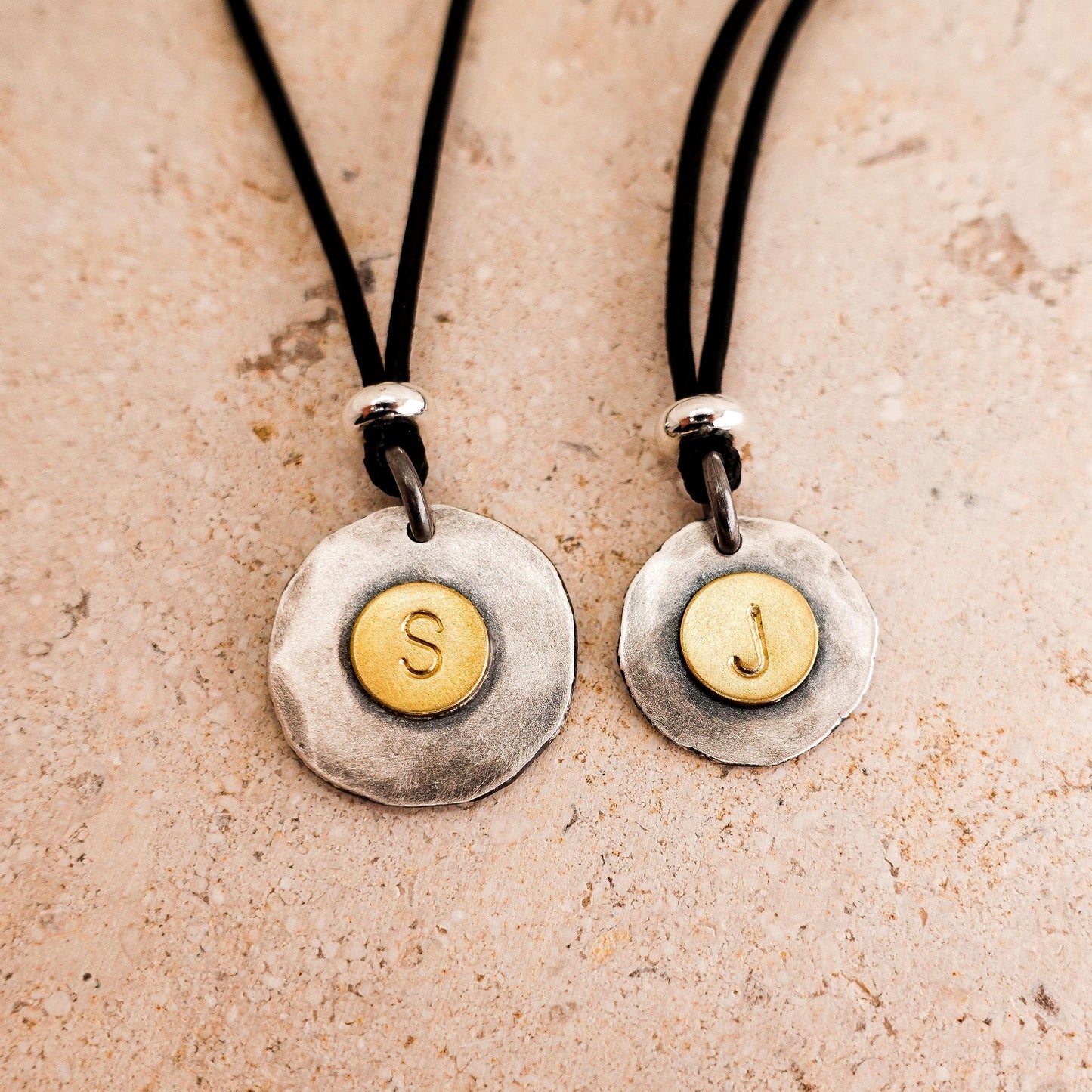 Two-Tone Sterling Silver Initial Necklace: Personalized Gold-Plated Letter Pendant