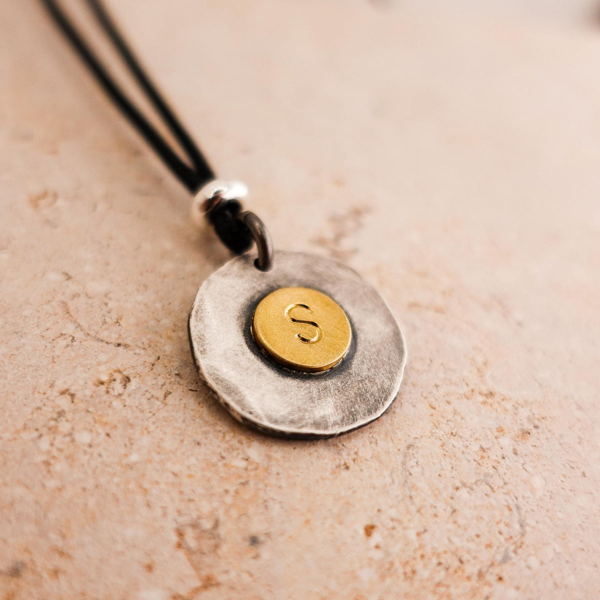 Two-Tone Sterling Silver Initial Necklace: Personalized Gold-Plated Letter Pendant