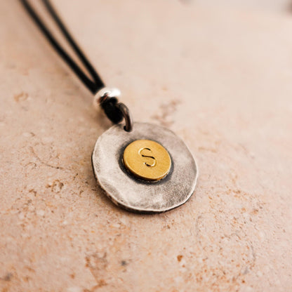 Two-Tone Sterling Silver Initial Necklace: Personalized Gold-Plated Letter Pendant