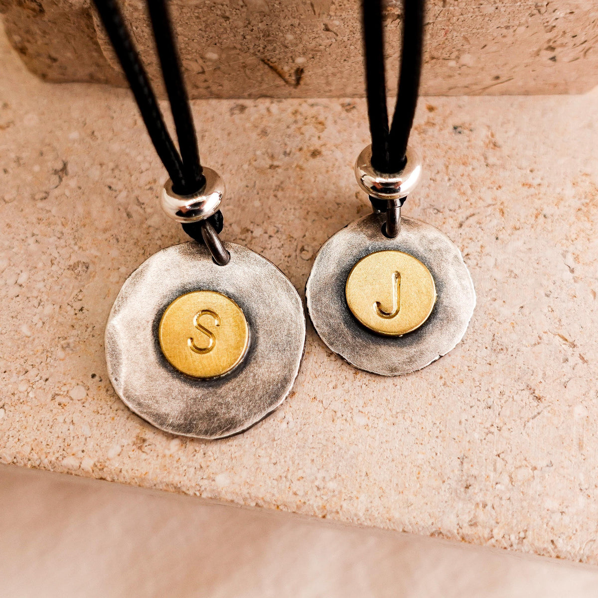 Two-Tone Sterling Silver Initial Necklace: Personalized Gold-Plated Letter Pendant