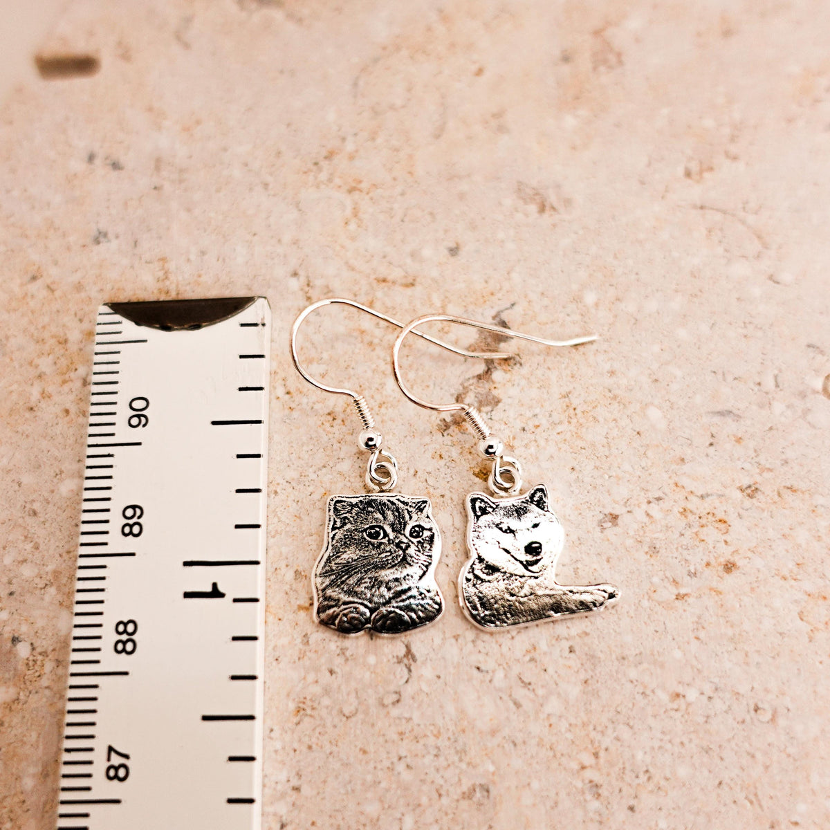 Custom Pet Portrait Earrings: Sterling Silver Personalized Cat & Dog Jewelry Gift