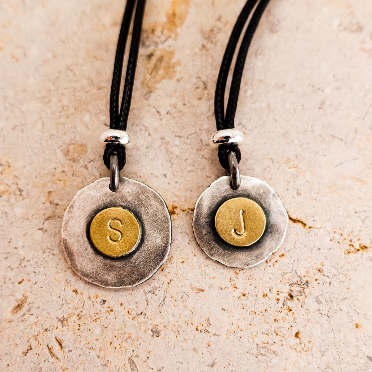 Two-Tone Sterling Silver Initial Necklace: Personalized Gold-Plated Letter Pendant