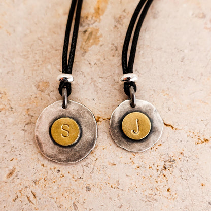 Two-Tone Sterling Silver Initial Necklace: Personalized Gold-Plated Letter Pendant