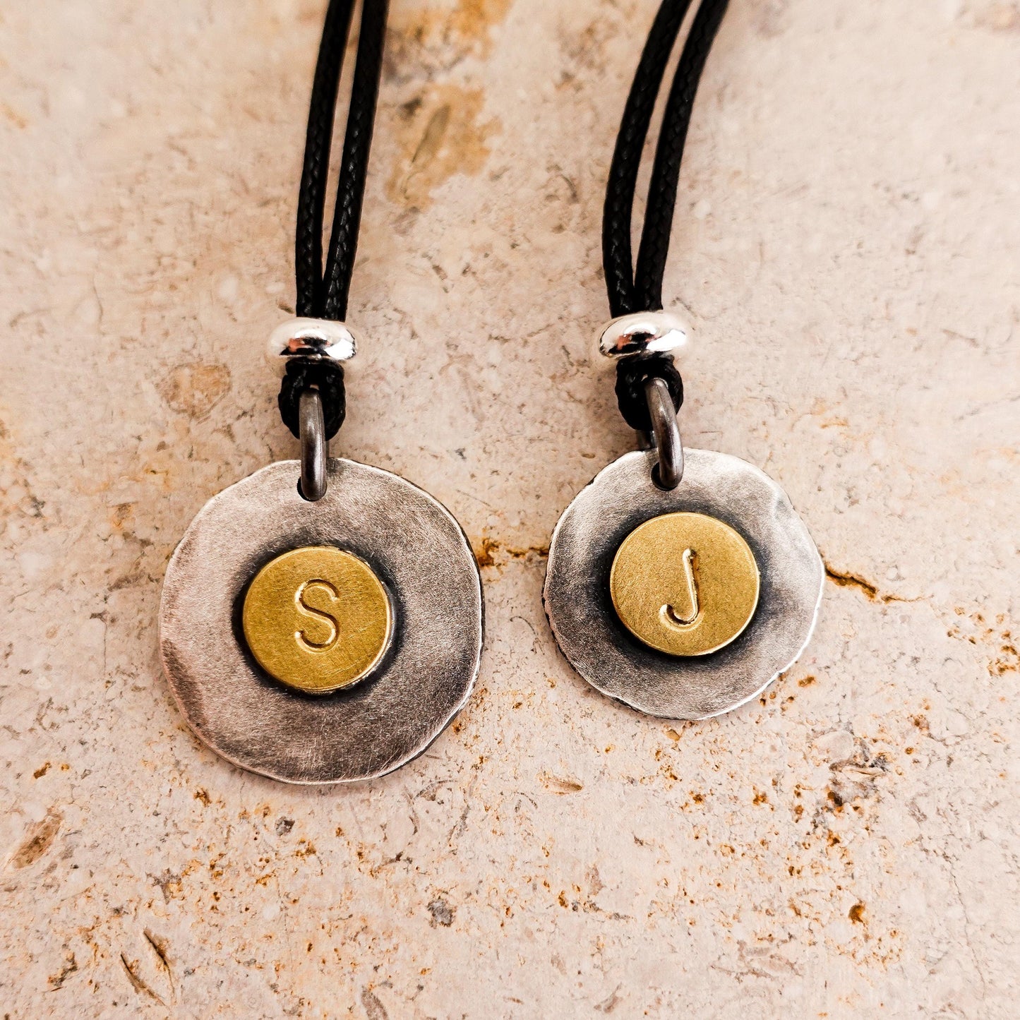 Two-Tone Sterling Silver Initial Necklace: Personalized Gold-Plated Letter Pendant