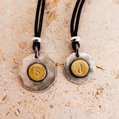 Two-Tone Sterling Silver Initial Necklace: Personalized Gold-Plated Letter Pendant