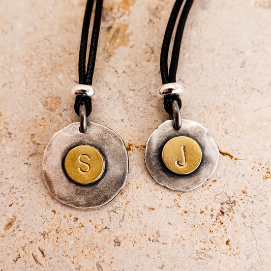 Two-Tone Sterling Silver Initial Necklace: Personalized Gold-Plated Letter Pendant
