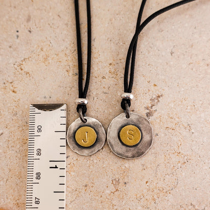 Two-Tone Sterling Silver Initial Necklace: Personalized Gold-Plated Letter Pendant