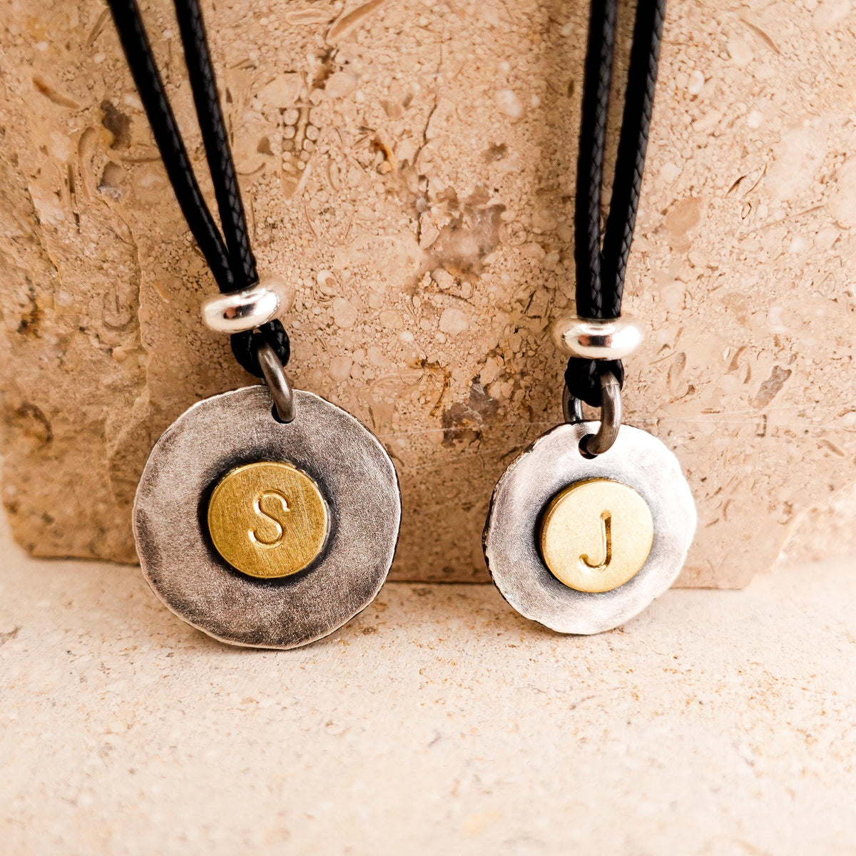 Two-Tone Sterling Silver Initial Necklace: Personalized Gold-Plated Letter Pendant
