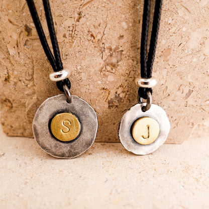 Two-Tone Sterling Silver Initial Necklace: Personalized Gold-Plated Letter Pendant
