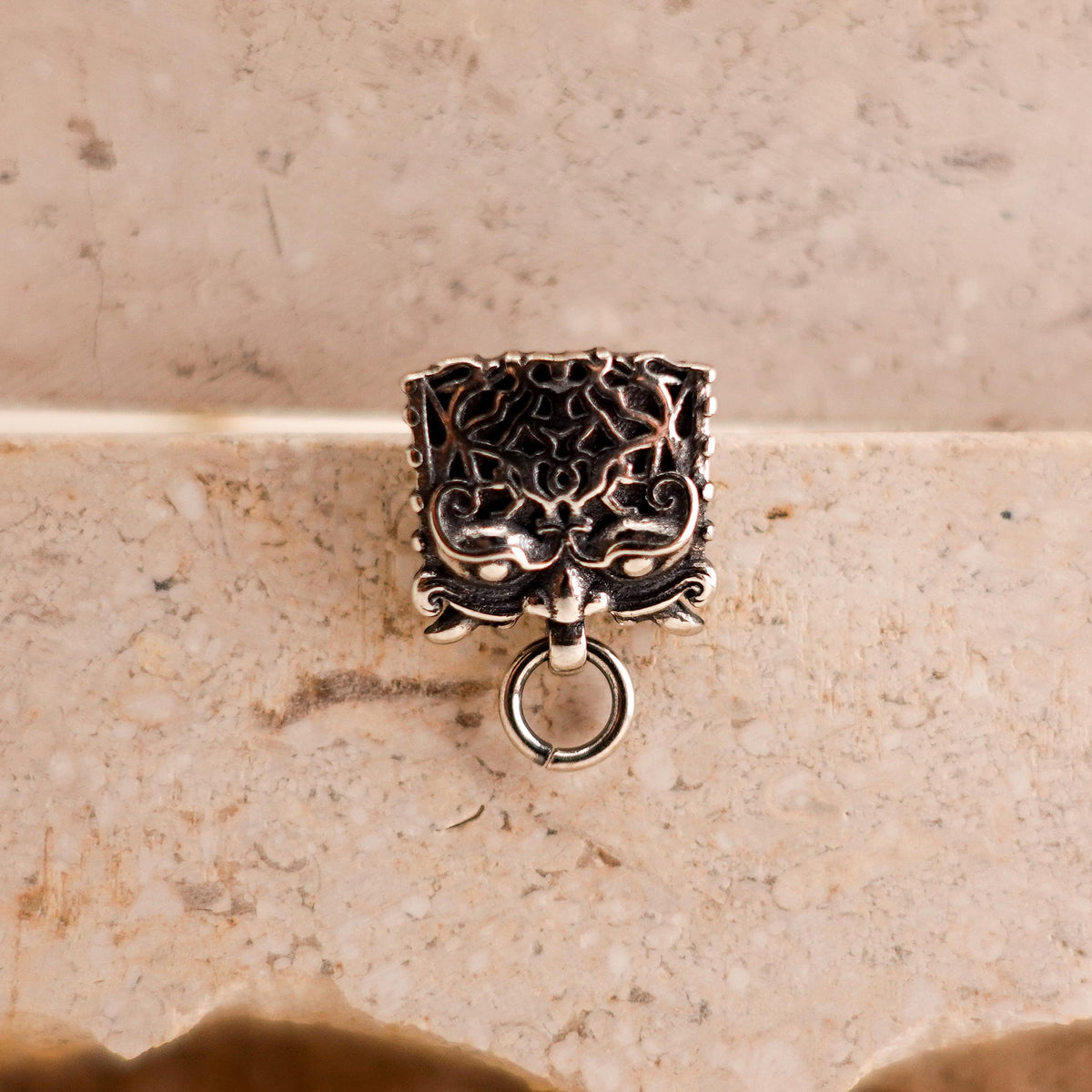 Sterling Silver Mythical Beast Stud Earrings: Gothic Men's Jewelry