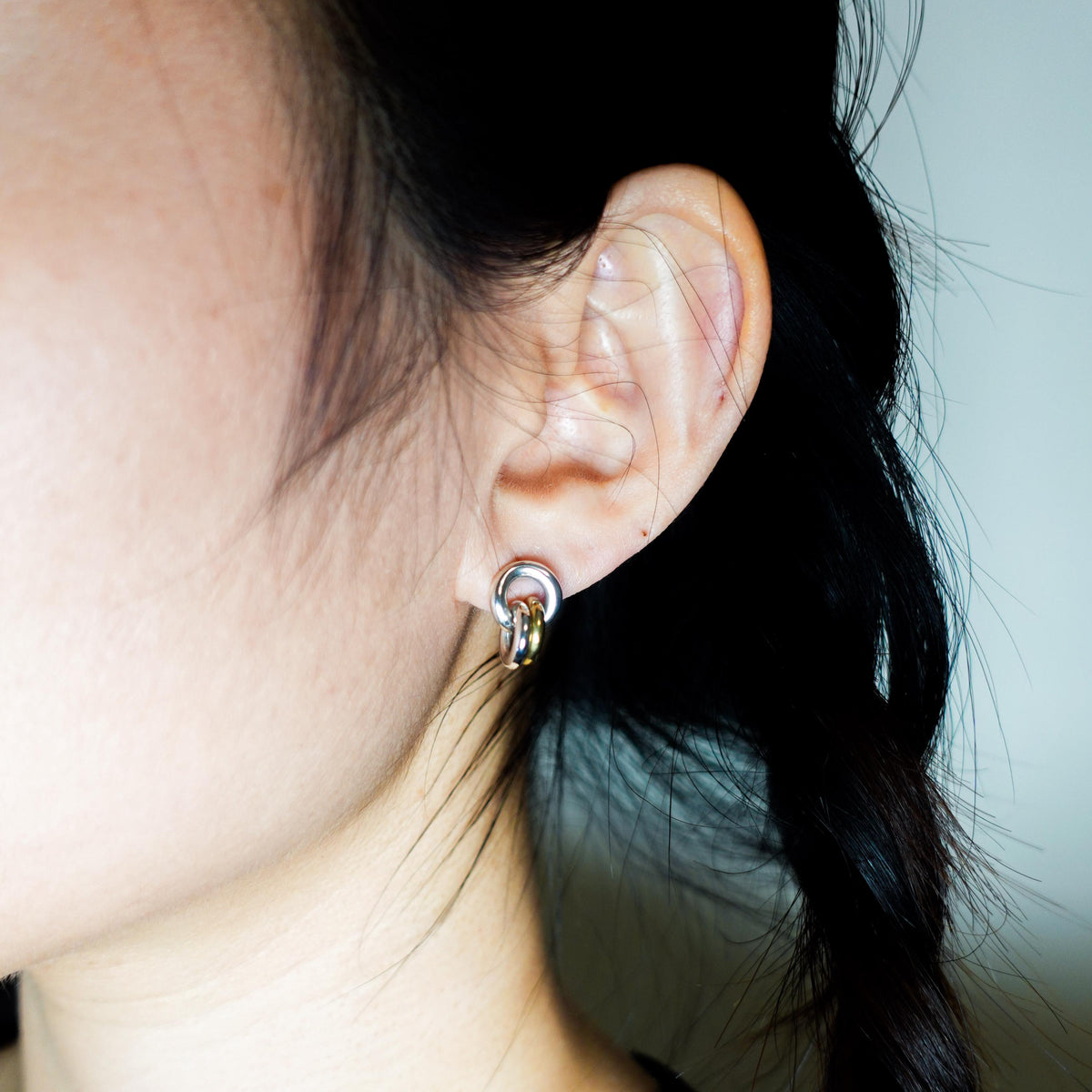 Sterling Silver Triple Hoop Cartilage Earring: Two-Tone Helix Jewelry