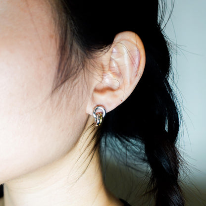 Sterling Silver Triple Hoop Cartilage Earring: Two-Tone Helix Jewelry
