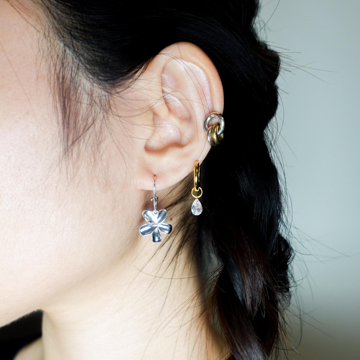 Sterling Silver Flower Dangle Earrings, Forget Me Not Jewelry Gift for Her Sis Friend
