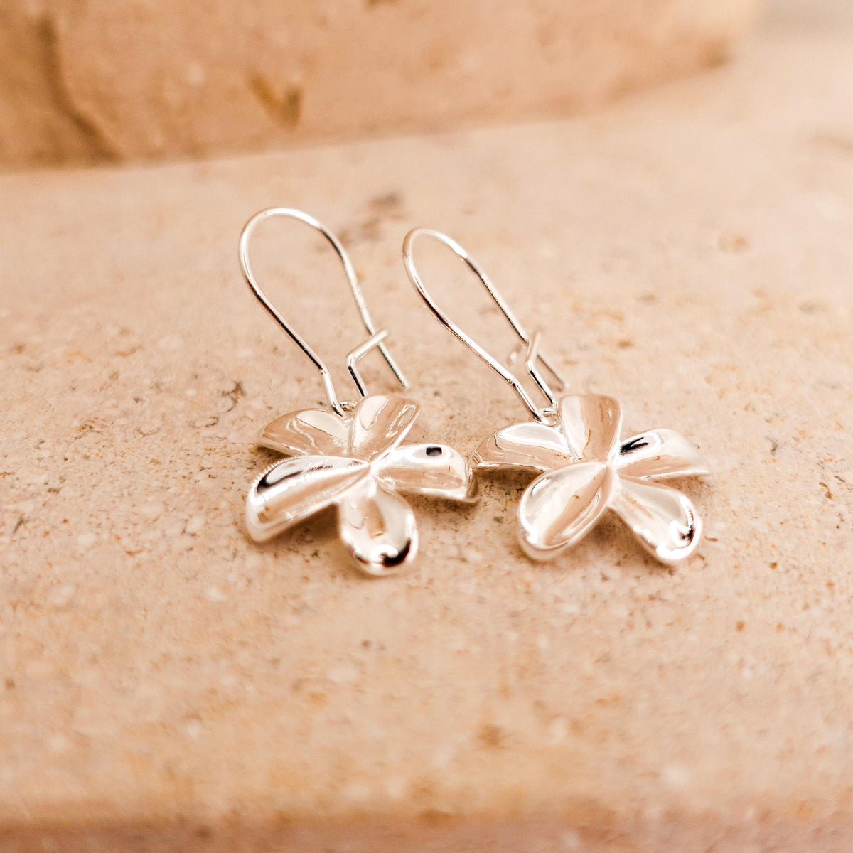 Sterling Silver Flower Dangle Earrings, Forget Me Not Jewelry Gift for Her Sis Friend