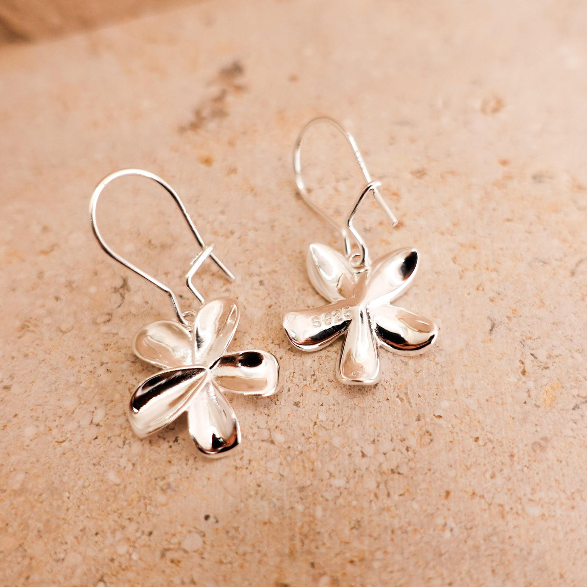Sterling Silver Flower Dangle Earrings, Forget Me Not Jewelry Gift for Her Sis Friend