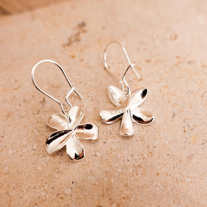 Sterling Silver Flower Dangle Earrings, Forget Me Not Jewelry Gift for Her Sis Friend
