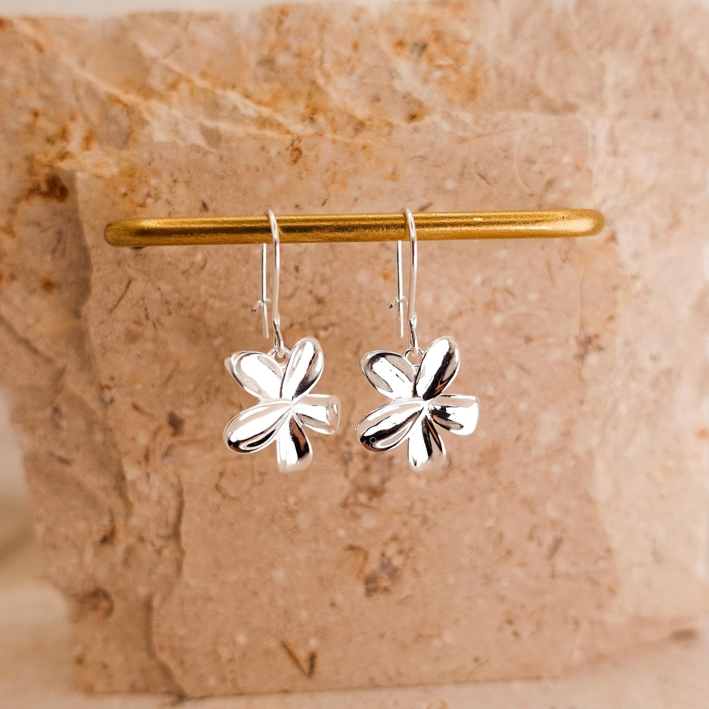 Sterling Silver Flower Dangle Earrings, Forget Me Not Jewelry Gift for Her Sis Friend