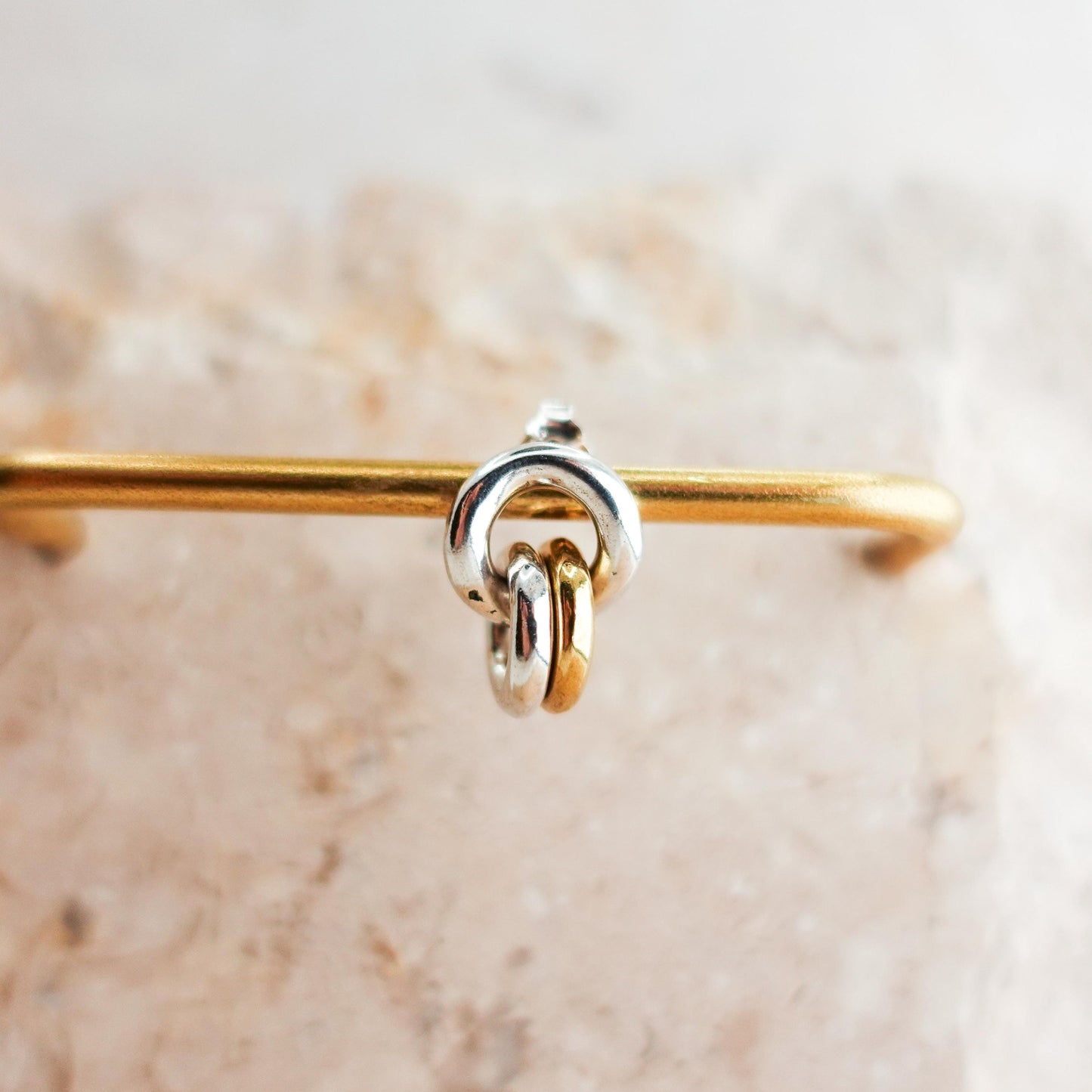 Sterling Silver Triple Hoop Cartilage Earring: Two-Tone Helix Jewelry