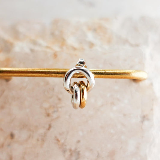 Sterling Silver Triple Hoop Cartilage Earring: Two-Tone Helix Jewelry