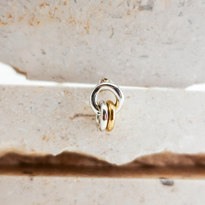 Sterling Silver Triple Hoop Cartilage Earring: Two-Tone Helix Jewelry