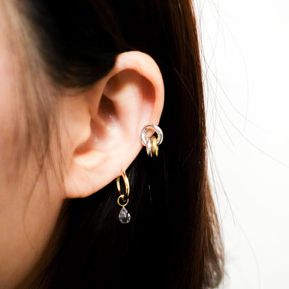 Sterling Silver Triple Hoop Cartilage Earring: Two-Tone Helix Jewelry