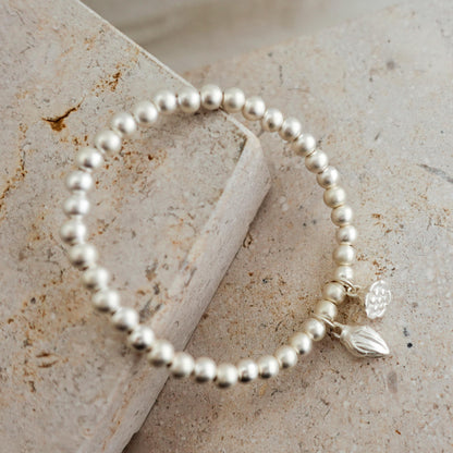 Sterling Silver Lotus Bracelet: Beaded Meditation Jewelry for Mom Her Sister
